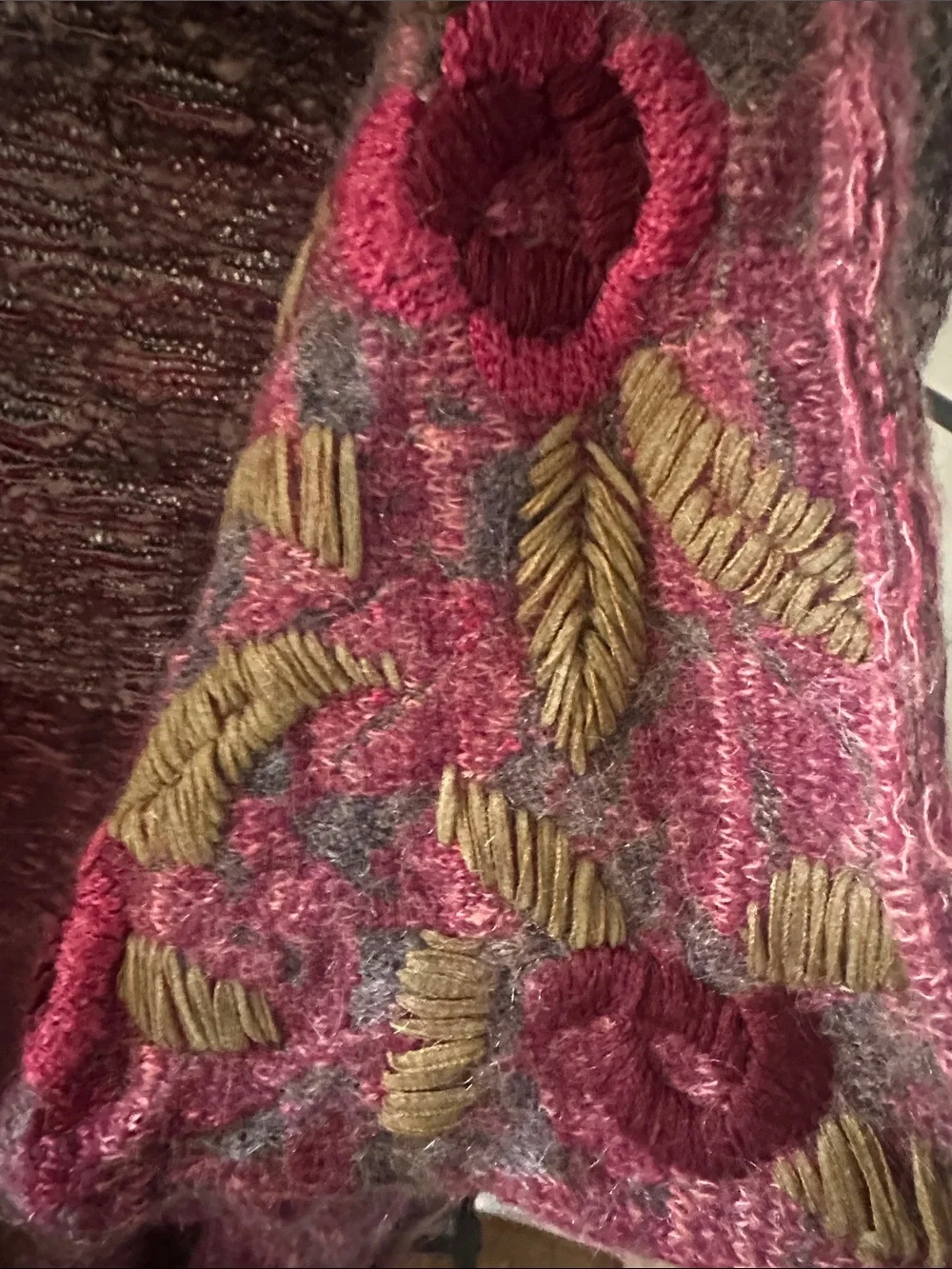 Free People Plum Embroidered Open-Front Cardigan